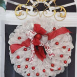 Red & White Wreath with Bow